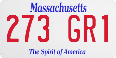 MA license plate 273GR1