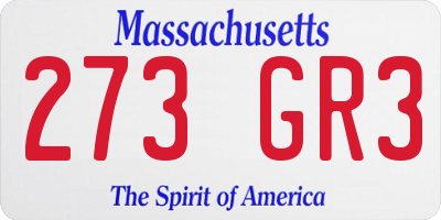 MA license plate 273GR3