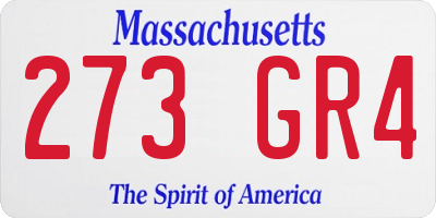 MA license plate 273GR4