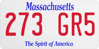MA license plate 273GR5
