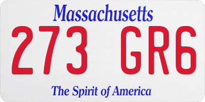 MA license plate 273GR6