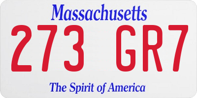 MA license plate 273GR7