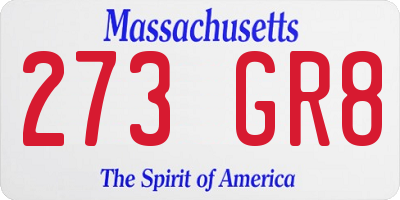 MA license plate 273GR8