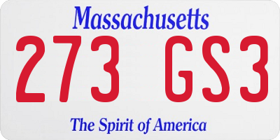 MA license plate 273GS3