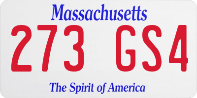 MA license plate 273GS4