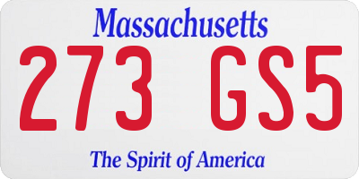 MA license plate 273GS5