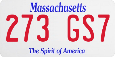 MA license plate 273GS7