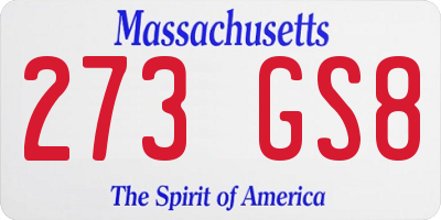 MA license plate 273GS8