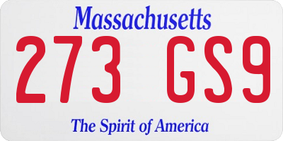 MA license plate 273GS9