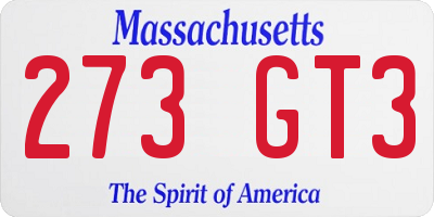 MA license plate 273GT3