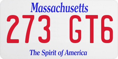 MA license plate 273GT6