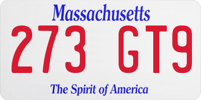 MA license plate 273GT9