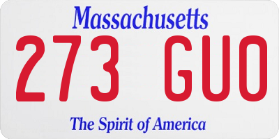 MA license plate 273GU0