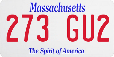 MA license plate 273GU2