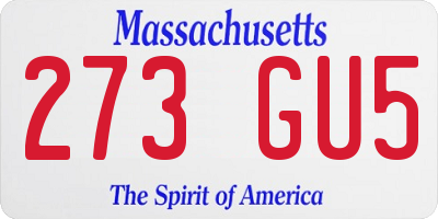 MA license plate 273GU5