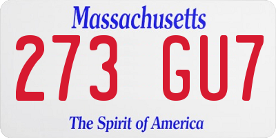 MA license plate 273GU7
