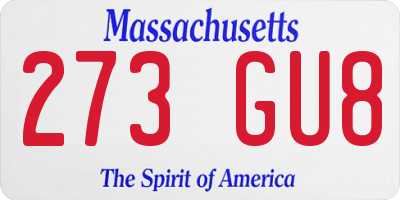 MA license plate 273GU8