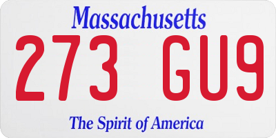 MA license plate 273GU9