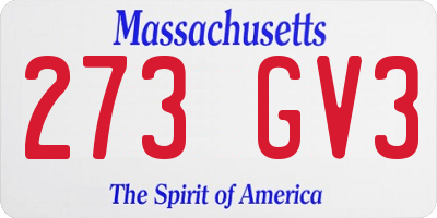 MA license plate 273GV3