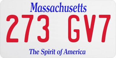 MA license plate 273GV7