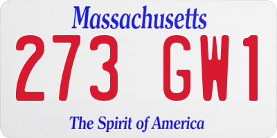 MA license plate 273GW1