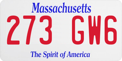 MA license plate 273GW6