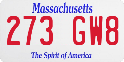 MA license plate 273GW8