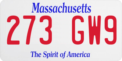 MA license plate 273GW9