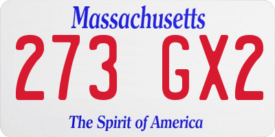 MA license plate 273GX2