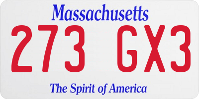MA license plate 273GX3