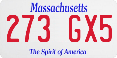 MA license plate 273GX5