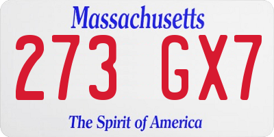 MA license plate 273GX7
