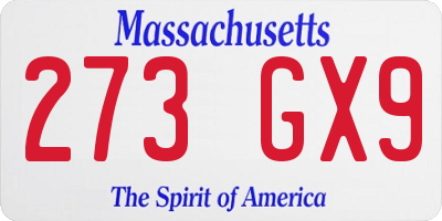 MA license plate 273GX9