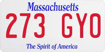 MA license plate 273GY0