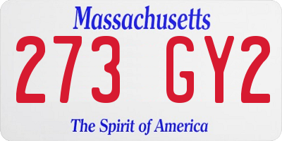 MA license plate 273GY2