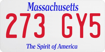 MA license plate 273GY5