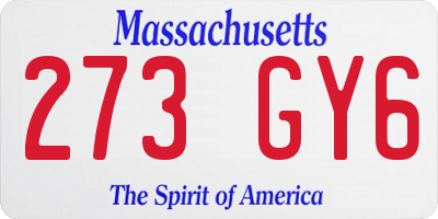 MA license plate 273GY6
