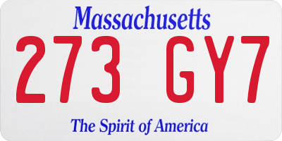 MA license plate 273GY7