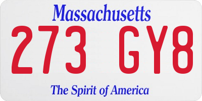 MA license plate 273GY8