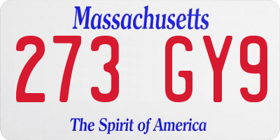MA license plate 273GY9