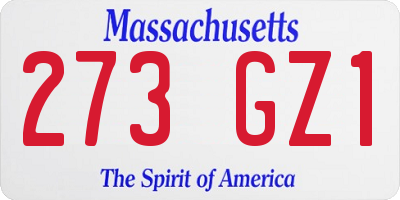 MA license plate 273GZ1