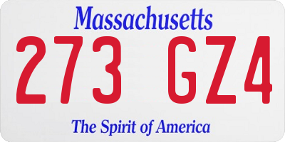 MA license plate 273GZ4