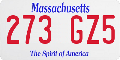 MA license plate 273GZ5