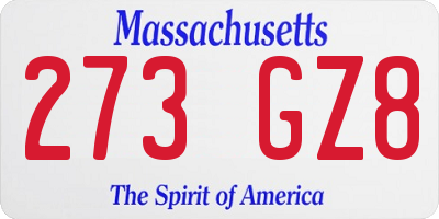 MA license plate 273GZ8