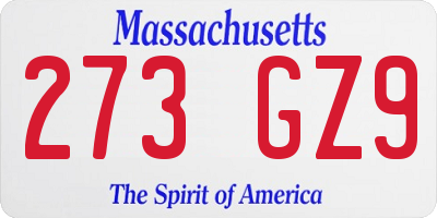 MA license plate 273GZ9