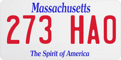 MA license plate 273HA0