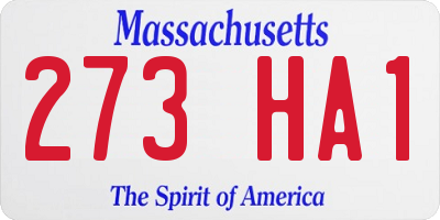 MA license plate 273HA1