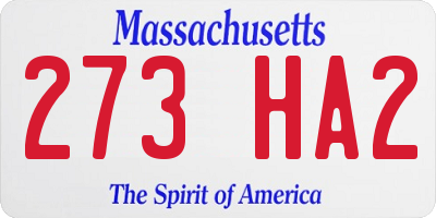MA license plate 273HA2