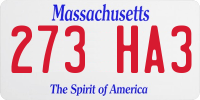 MA license plate 273HA3