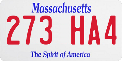 MA license plate 273HA4